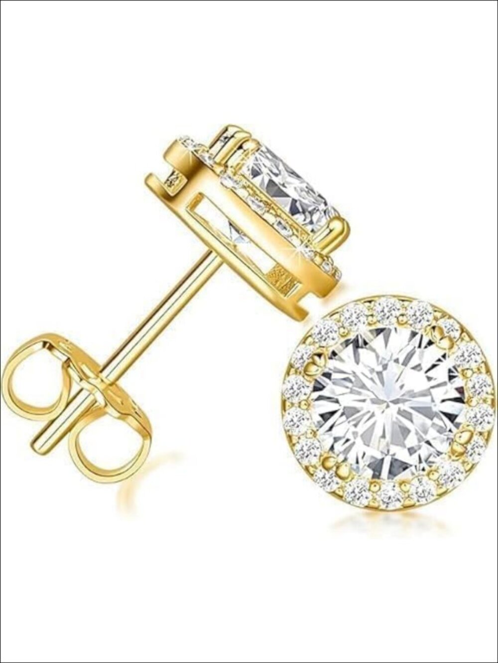 Gold Stud Earrings for Women Hypoallergenic Cubic Zirconia Dainty Small